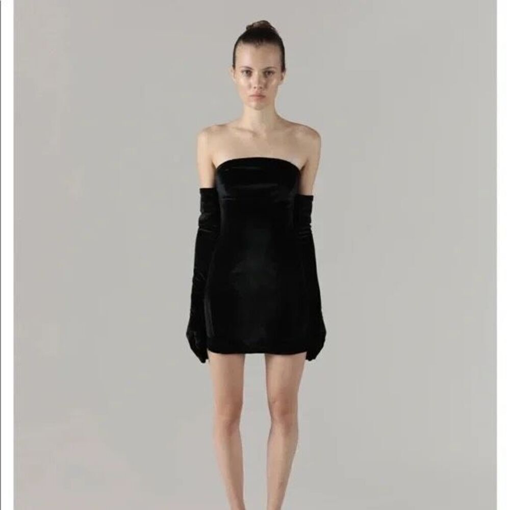 NWT Miscreants London x Revolve Black Velvet Strapless Cupid Mini Dress Size 6